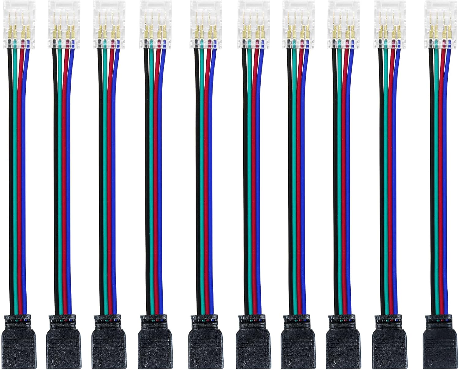 Transparent Crystal LED Strip Connectors – 10mm 4Pin Solderless Clips | Strip to Wire / Strip to Strip / Female Plug – Local Stock US/UK