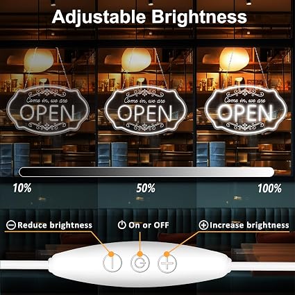 WE ARE OPEN COME IN LED Silicone Neon Sign – 23.5×14 Inch & 16.5×10 Inch | 5V USB Powered Dimmable Light with Engraved Back Design for Storefront Window & Business Decor