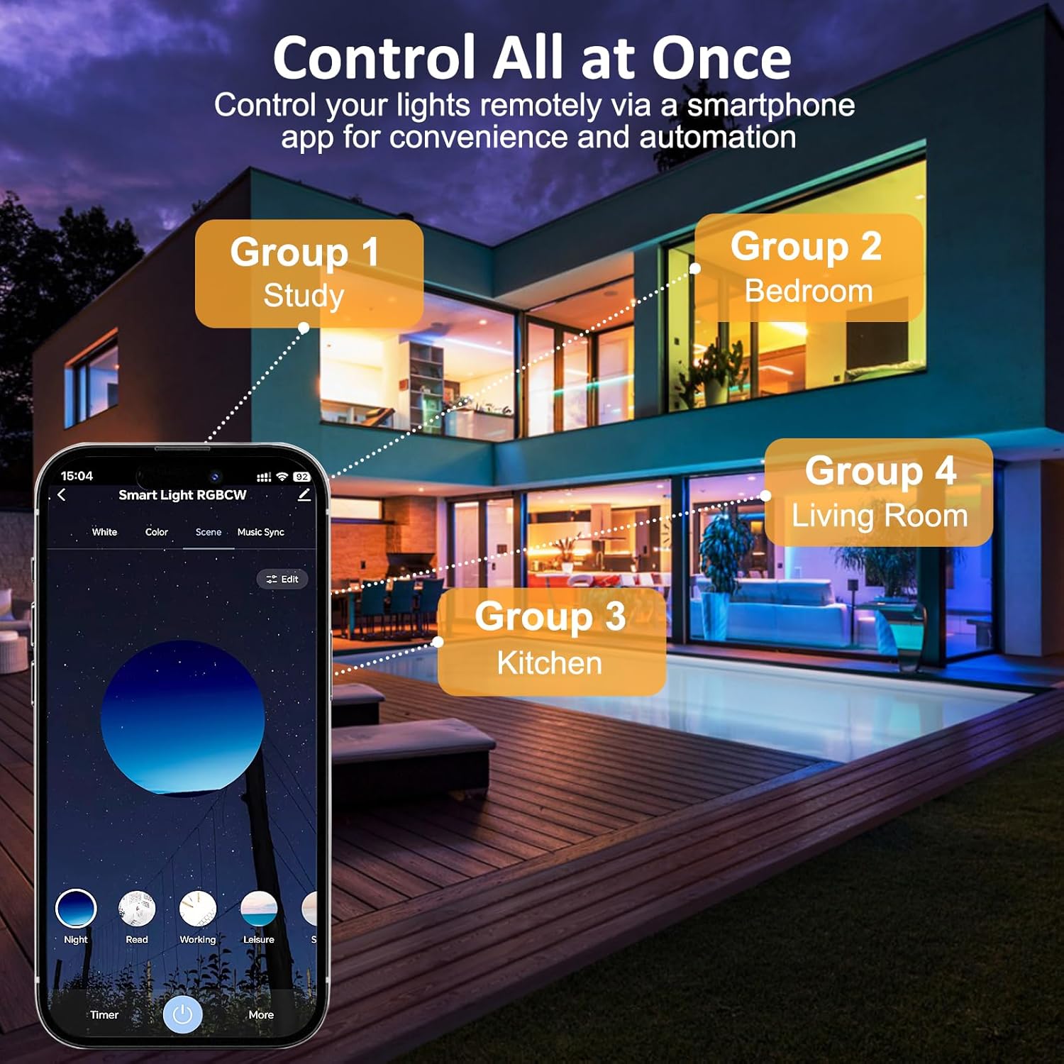 Smart COB WiFi Recessed Lighting | 2Inch 5W | Dimmable RGB & CCT 2700-6500K | 100–240V | Black Housing | Compatible with Alexa and Google Home | 4 / 6 / 10 / 12-Pack
