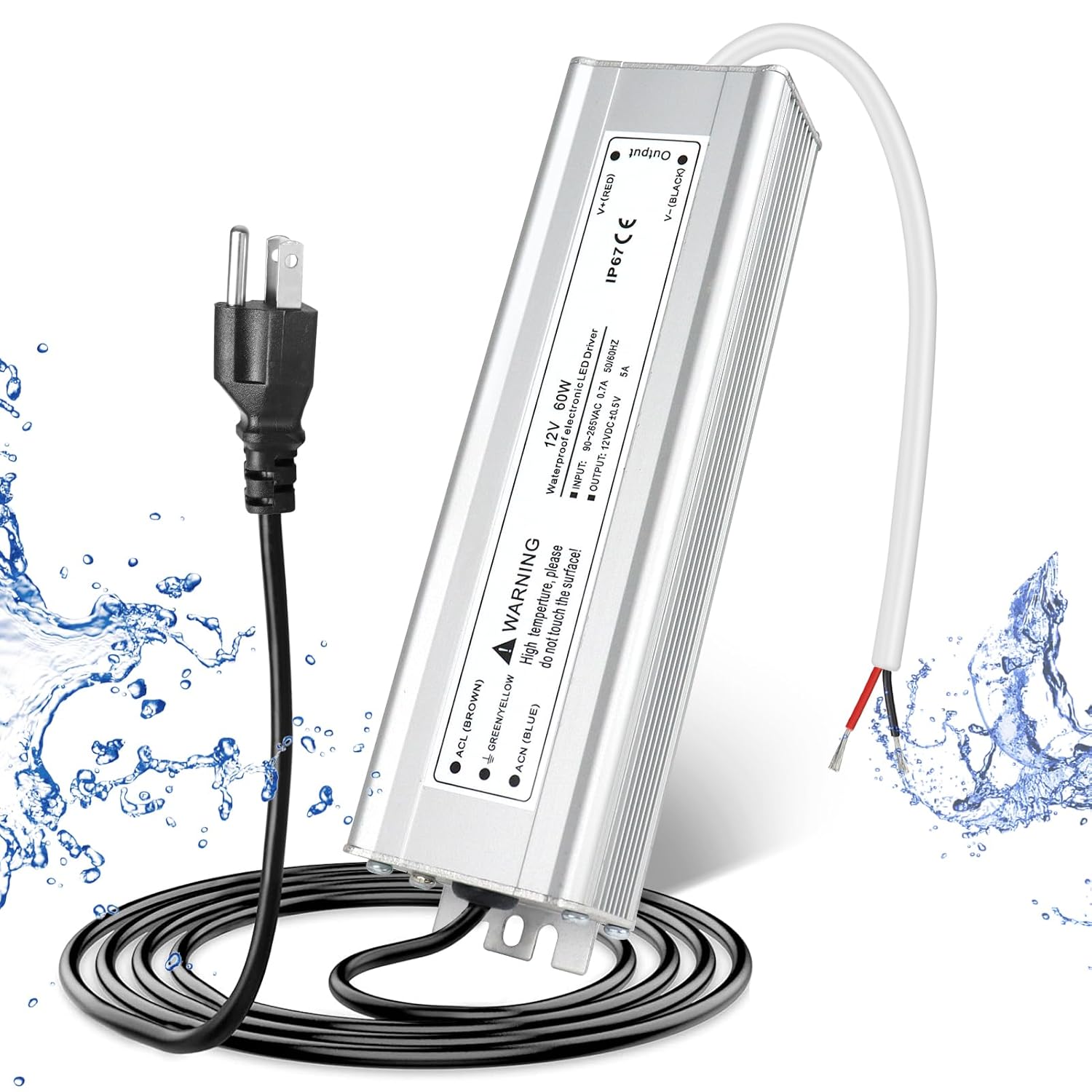 12V Waterproof LED Power Supply 30W–300W, 90–265V Input, Single/Dual Wire Output, Outdoor LED Driver, CE/RoHS/FCC —US/UK/EU Plug & Wire Leads Options