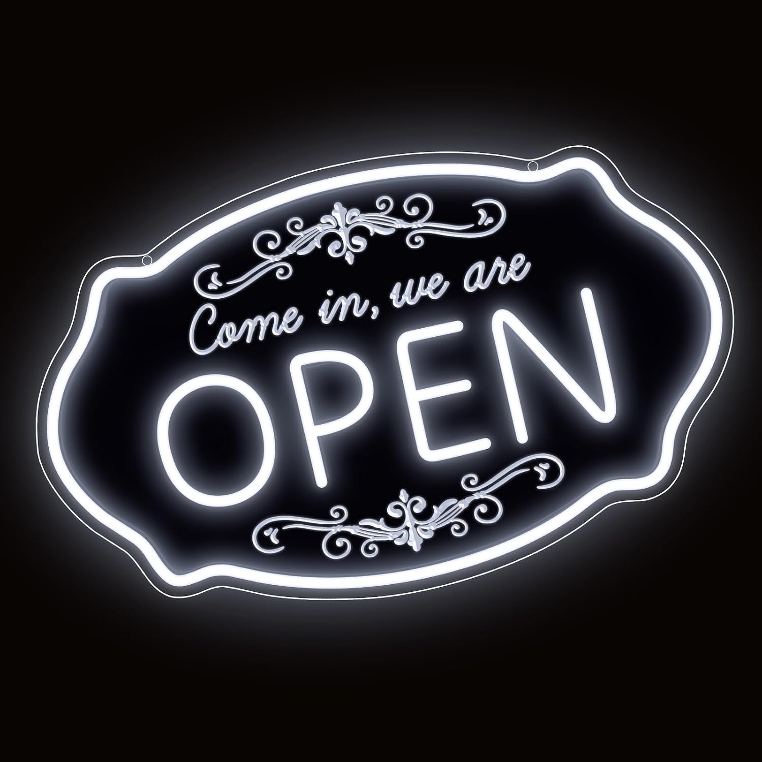 WE ARE OPEN COME IN LED Silicone Neon Sign – 23.5×14 Inch & 16.5×10 Inch | 5V USB Powered Dimmable Light with Engraved Back Design for Storefront Window & Business Decor