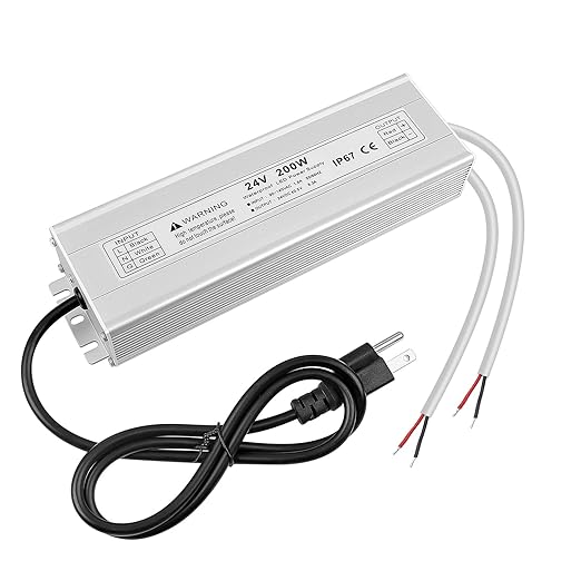 LED Driver 100/200/400 Watts Waterproof IP67 Power Supply Transformer Adapter, 90V-140V AC to 24V DC Low Voltage Output for LED Light, Computer Project, Outdoor Light and Any 24V DC led Lights