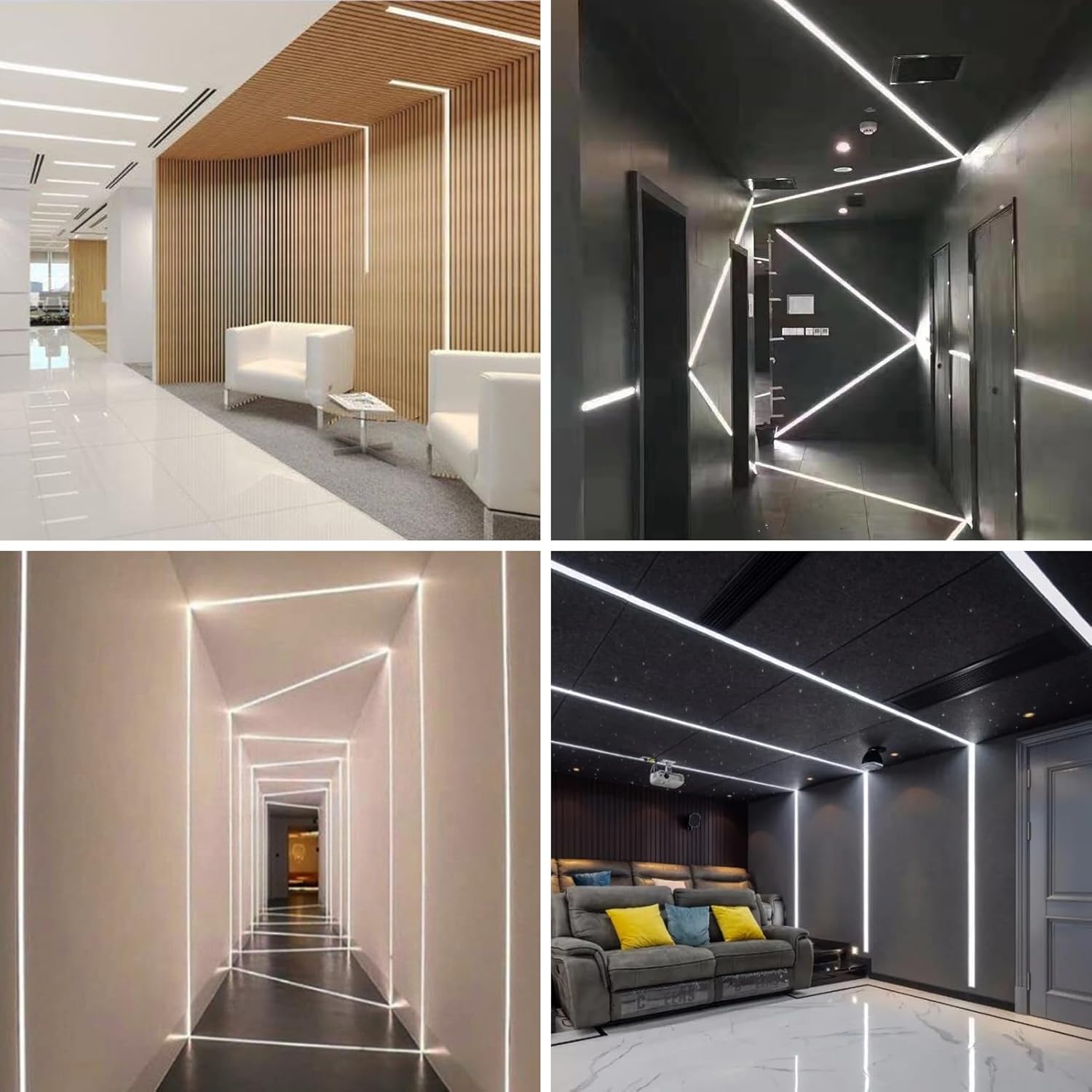 One-Sided Plaster-in Drywall LED Aluminum Channels– Fit for 1 to 12mm LED Strip | 1Meter | Silver | Milky White Cover | 4 / 6 / 10 -Pack | Local Stock US/UK