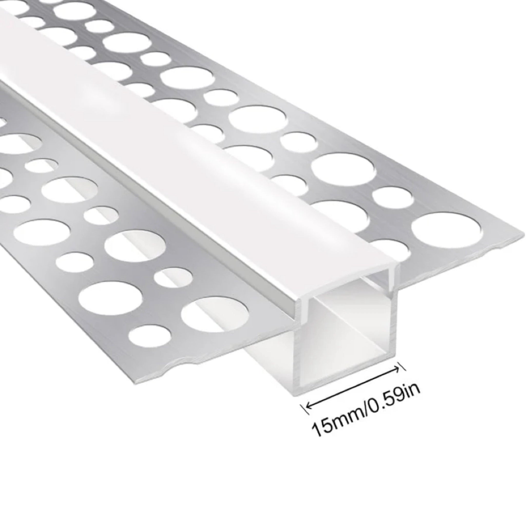 Double-Sided Plaster-in Drywall  LED Aluminum Channels– Fit for 1 to 12mm LED Strip | 1Meter | Silver | Milky White Cover | 4 / 6 / 10 -Pack | Local Stock US/UK