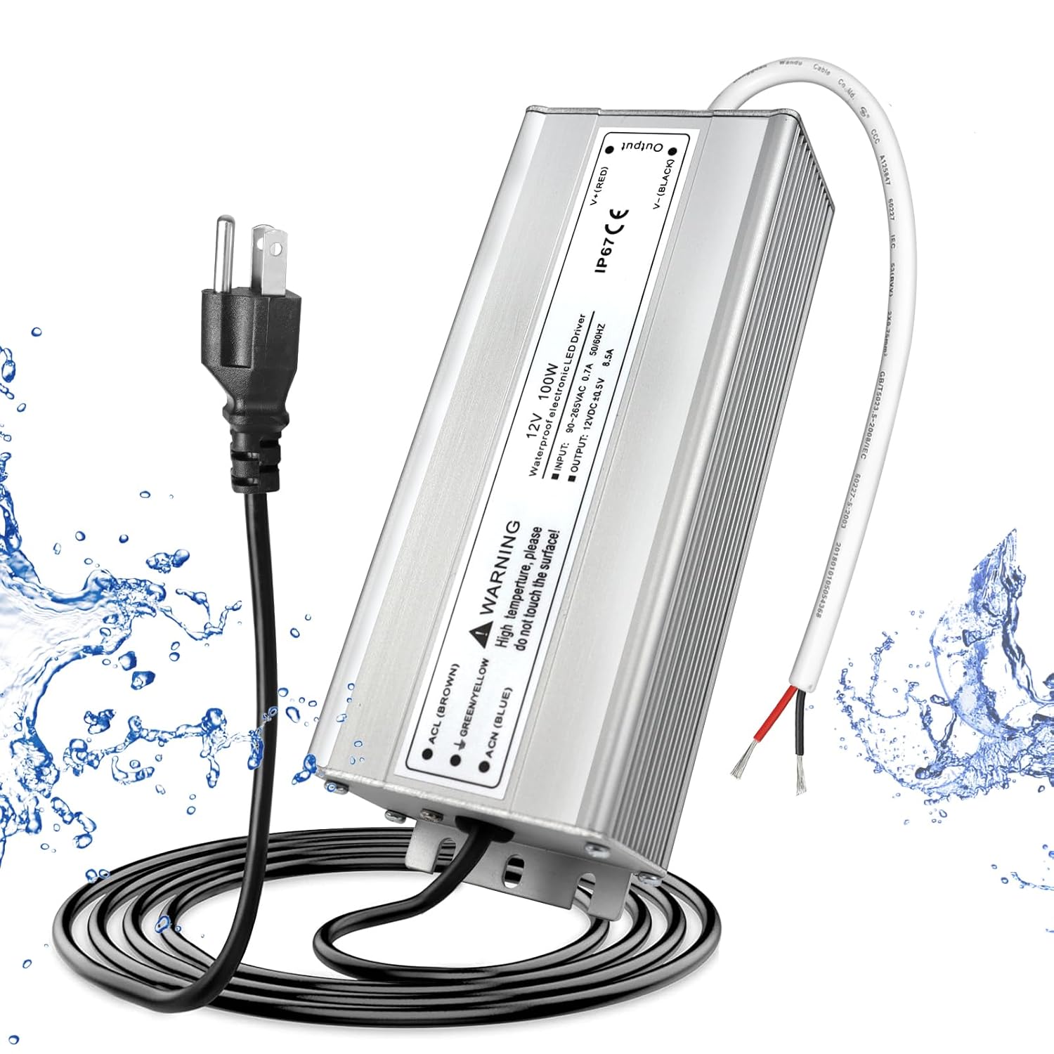 12V Waterproof LED Power Supply 30W–300W, 90–265V Input, Single/Dual Wire Output, Outdoor LED Driver, CE/RoHS/FCC —US/UK/EU Plug & Wire Leads Options