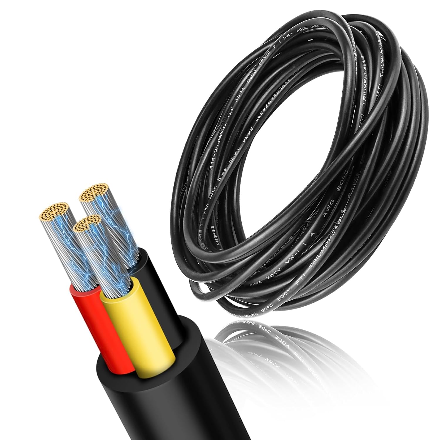 20 AWG Multi-Core Wire, 6/7/8 Conductor Stranded Tinned Copper Electrical Cable, Black/White PVC Insulated Control Extension Cord, 10/20/50m (33ft–165ft) Options