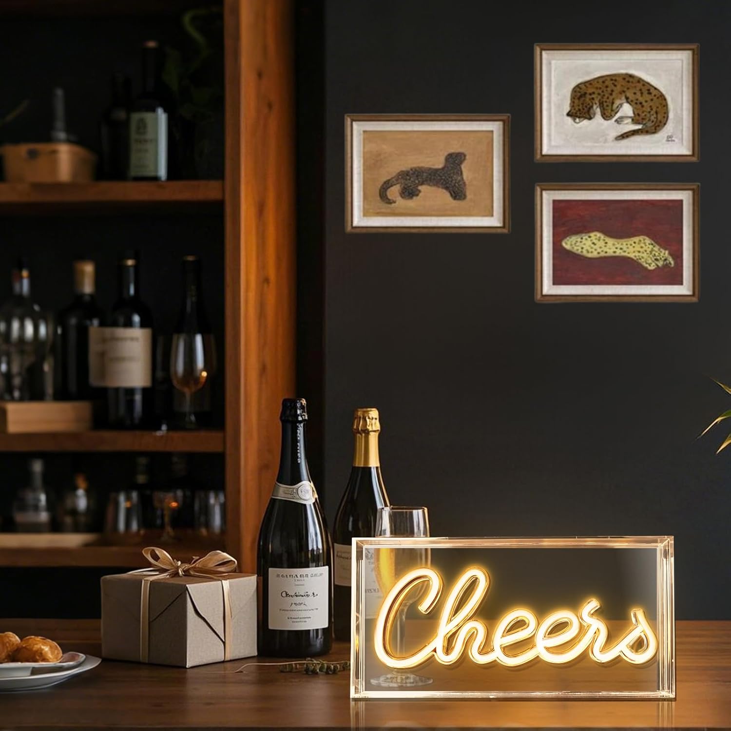 CHERRS Desk Lightbox Sign – Rectangular 12x6 inch | Warm White/ Pink | USB Powered | Tabletop Display | For Girls' Room, Bedroom, Pub, Hotel, Beach, Cocktail Bar, Christmas Gift