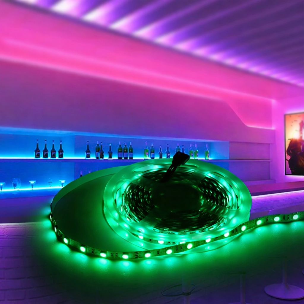 8MM Wide SMD5050 RGB LED Strip Light - DC12V | 60 LEDs/M | 8mm PCB | Non-Waterproof | for Mirror, Kitchen Cabinet, Bedroom | 5/50M