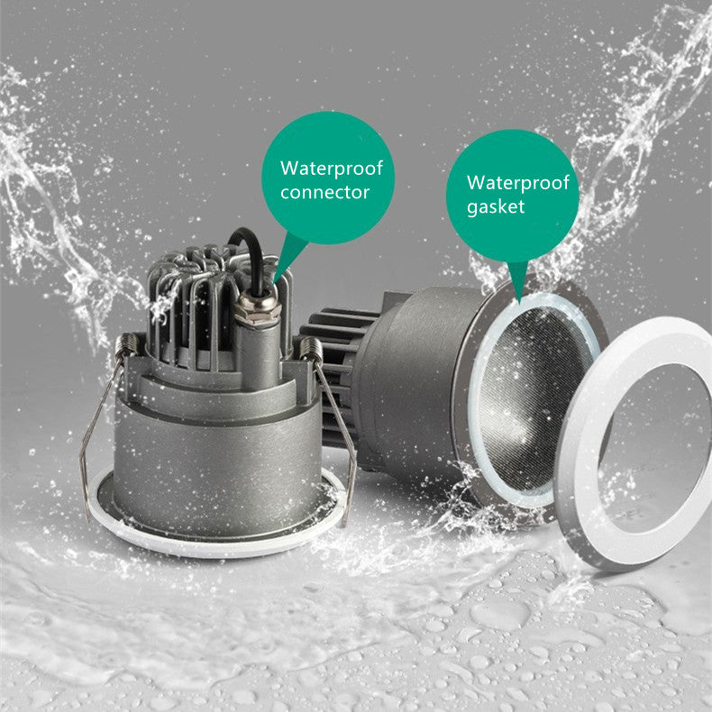 15W 3.8 inches Coutout Waterproof IP65 CRI>80 Round LED Downlight Vapor Proof Fit for Shower, Sauna and Outdoor Lighting