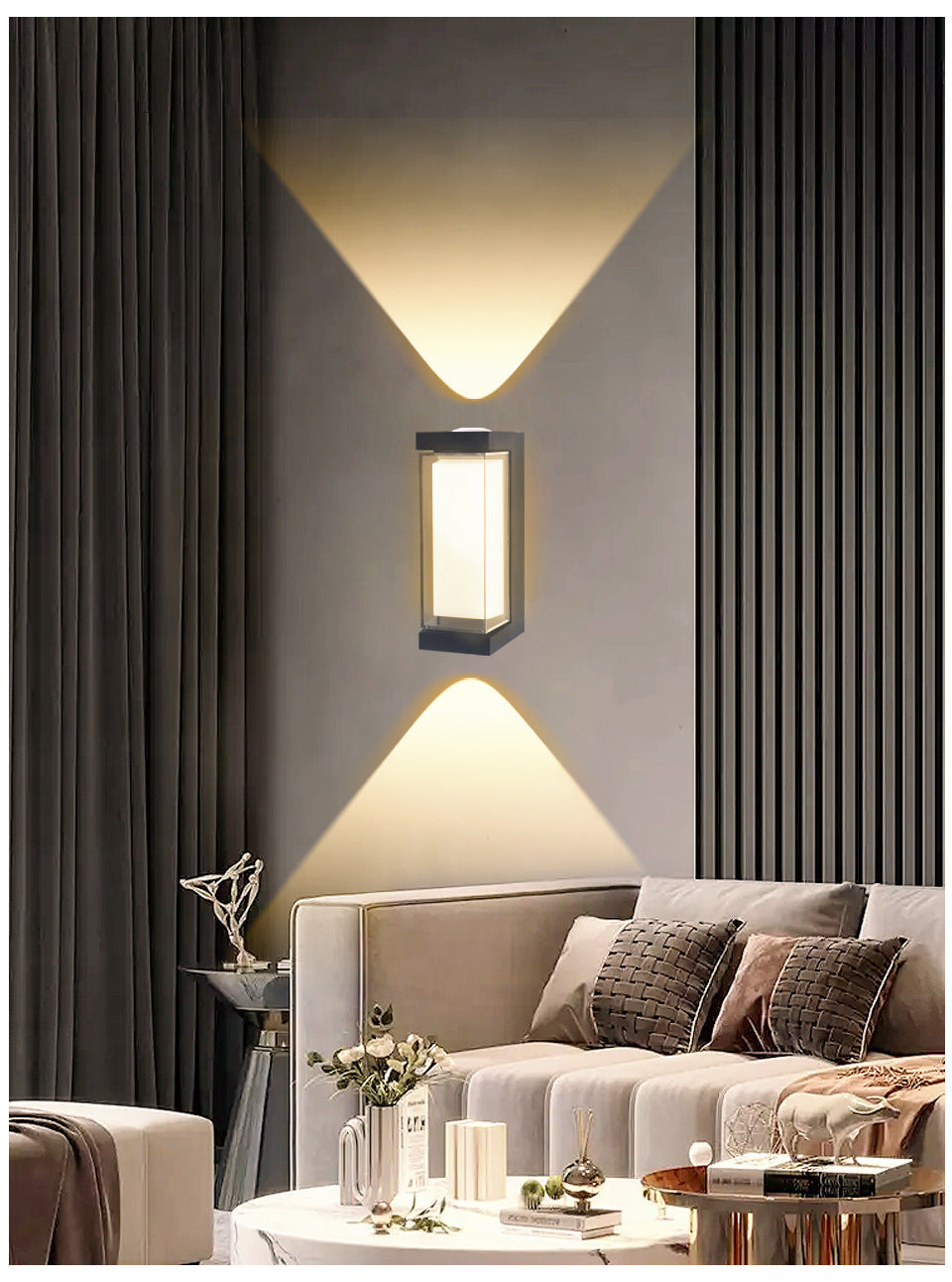 4pcs Pack 7W Modern Waterproof LED Wall Light (Plastic Housing) – Up & Down Outdoor Wall Sconce for Porch, Garden, Balcony, and Indoor Decoration