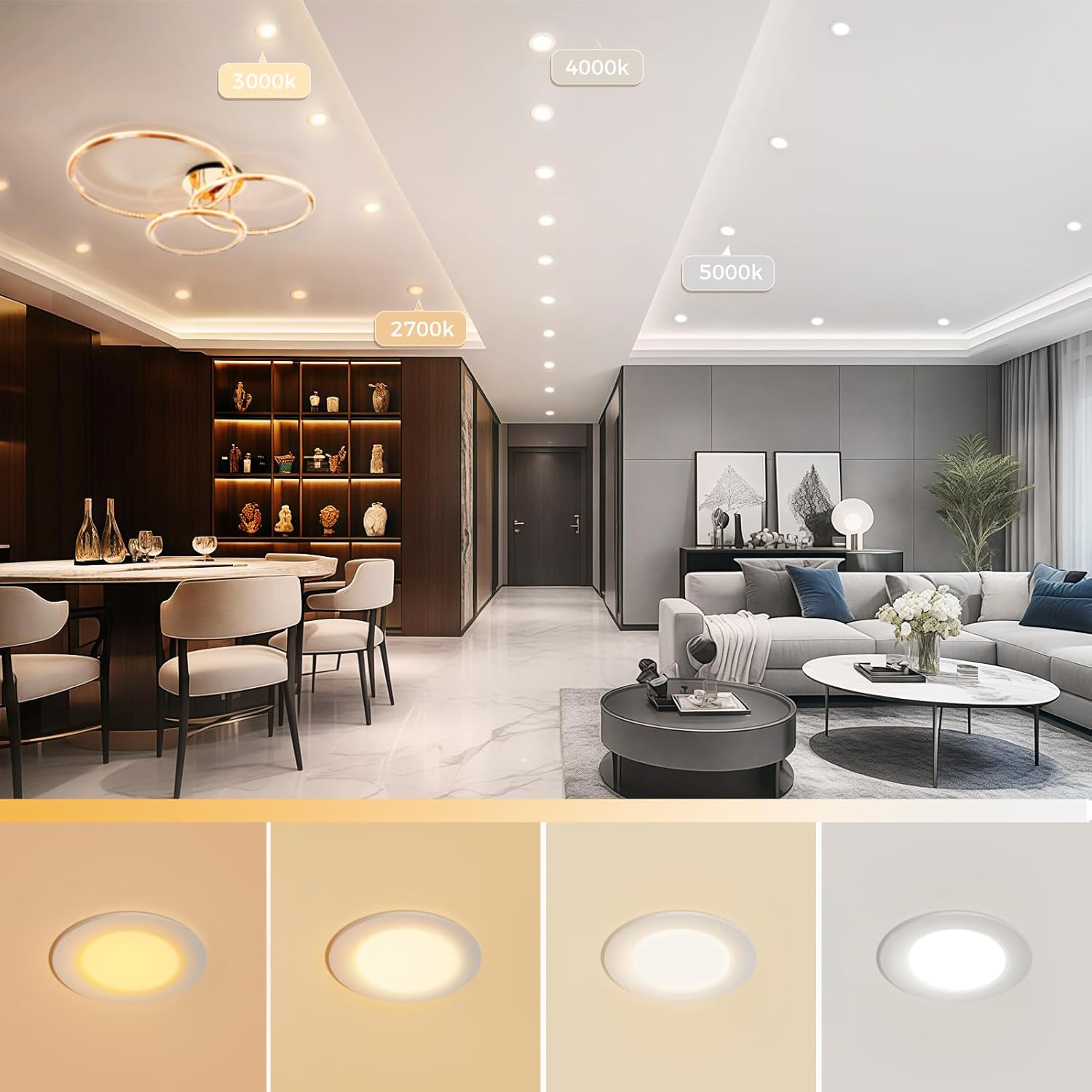 Mattiertes LED-Downlight der ECO-1-Serie – Weißes Gehäuse – TRIAC-dimmbar – 3 W/5 W/7 W/9 W – 4er-Pack/10er-Pack – 2700 K–6000 K – 100–130 V / 200–240 V