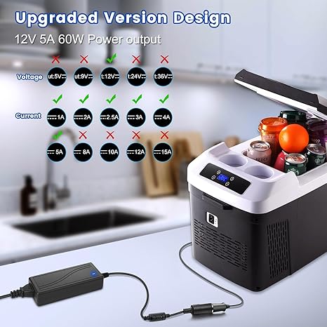 DC 12V Cigarette Lighter Desktop Power Supply Adapter 60W/120W/180W, AC 100–240V Input, Converter Transformer with US Plug — for Car Accessories, Air Pump, Cooler, and Electronics