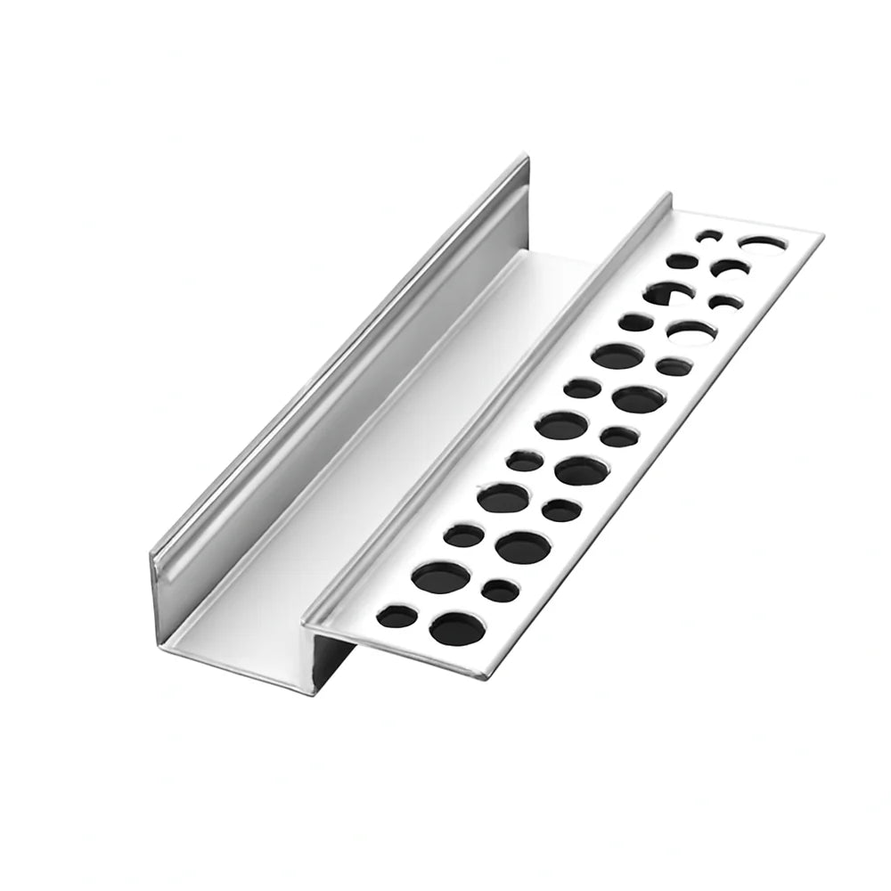 One-Sided Plaster-in Drywall LED Aluminum Channels– Fit for 1 to 20mm LED Strip | Silver | Milky White Cover | 1 / 2 / 3 Meter | Silver | Milky White Cover | 50 / 100 -Pack