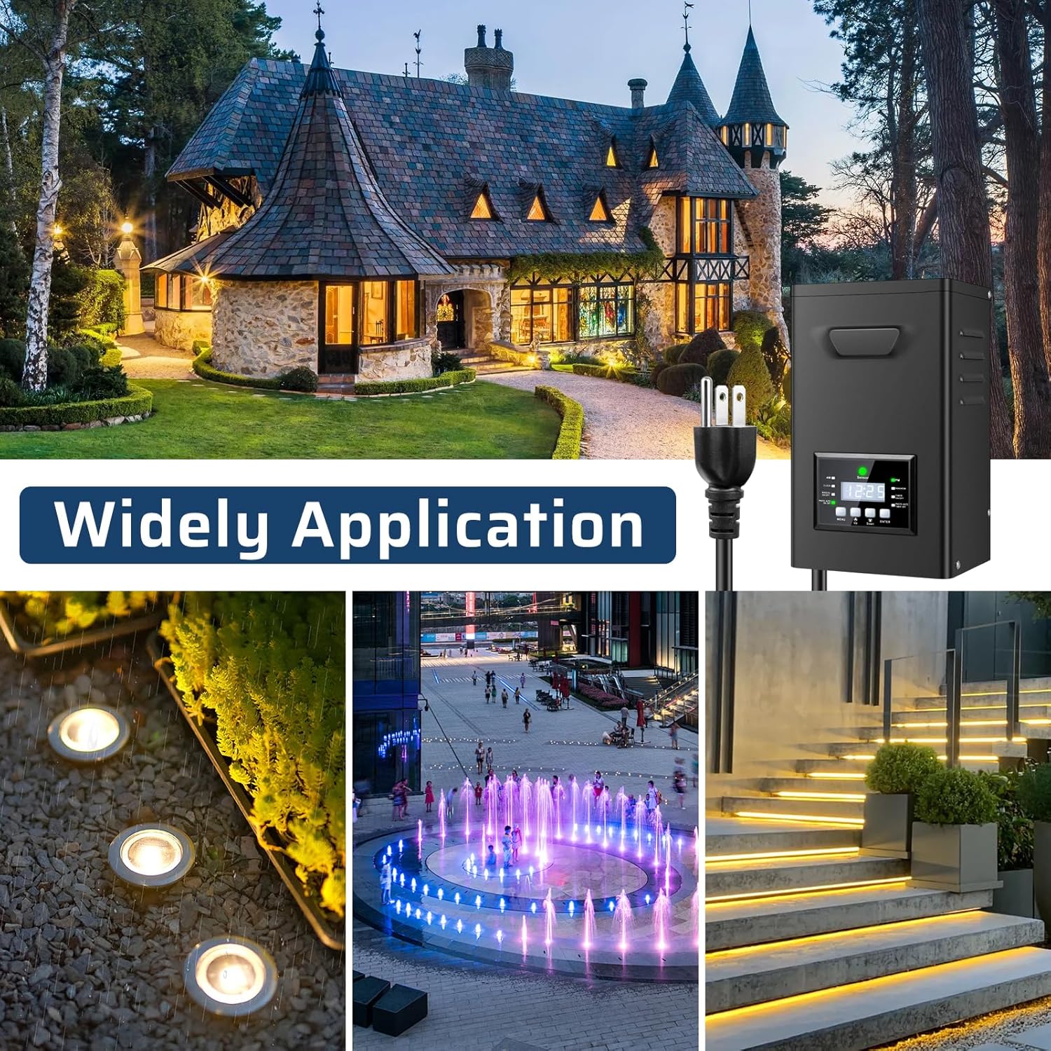 200W / 250W Outdoor Low Voltage Lighting Transformer, Weatherproof 120V AC to 12V/15V AC Power Supply with Timer & Photocell for Yard & Garden Lights