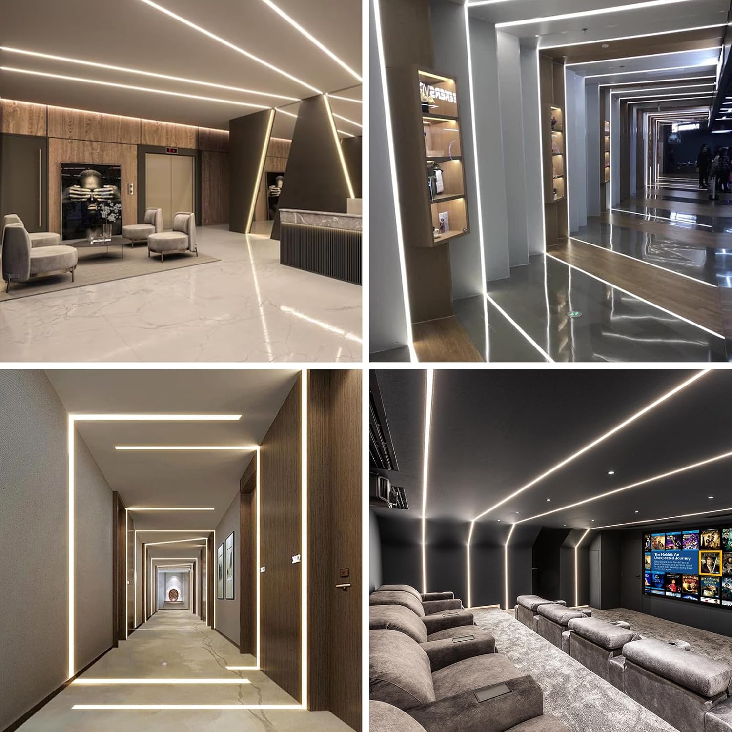 Double-Sided Plaster-in Drywall  LED Aluminum Channels– Fit for 1 to 16mm LED Strip | 1Meter | Silver | Milky White Cover | 4 / 6 / 10 -Pack | Local Stock US/UK