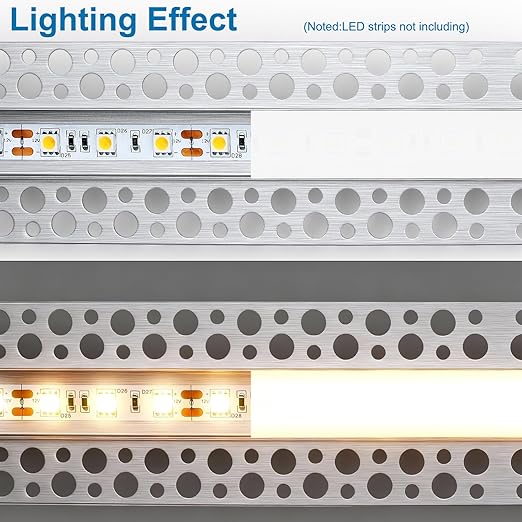 Double-Sided Plaster-in Drywall  LED Aluminum Channels– Fit for 1 to 20mm LED Strip | 1Meter | Silver | Milky White Cover | 4 / 6 / 10 -Pack | Local Stock US/UK