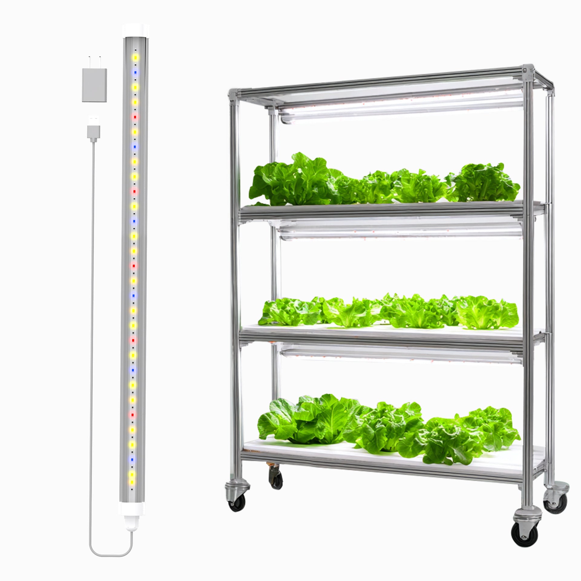 LED Tube Grow Light - 6Pcs | 60cm(2ft) Full Spectrum for Indoor Plants | 65W Dimmable Power Supply | 3000K + 5000K + 660nm + 460nm Spectrum | Selectable Mounting Brackets | Daisy Chain | for Greenhouses Plants | US /  EU Plug