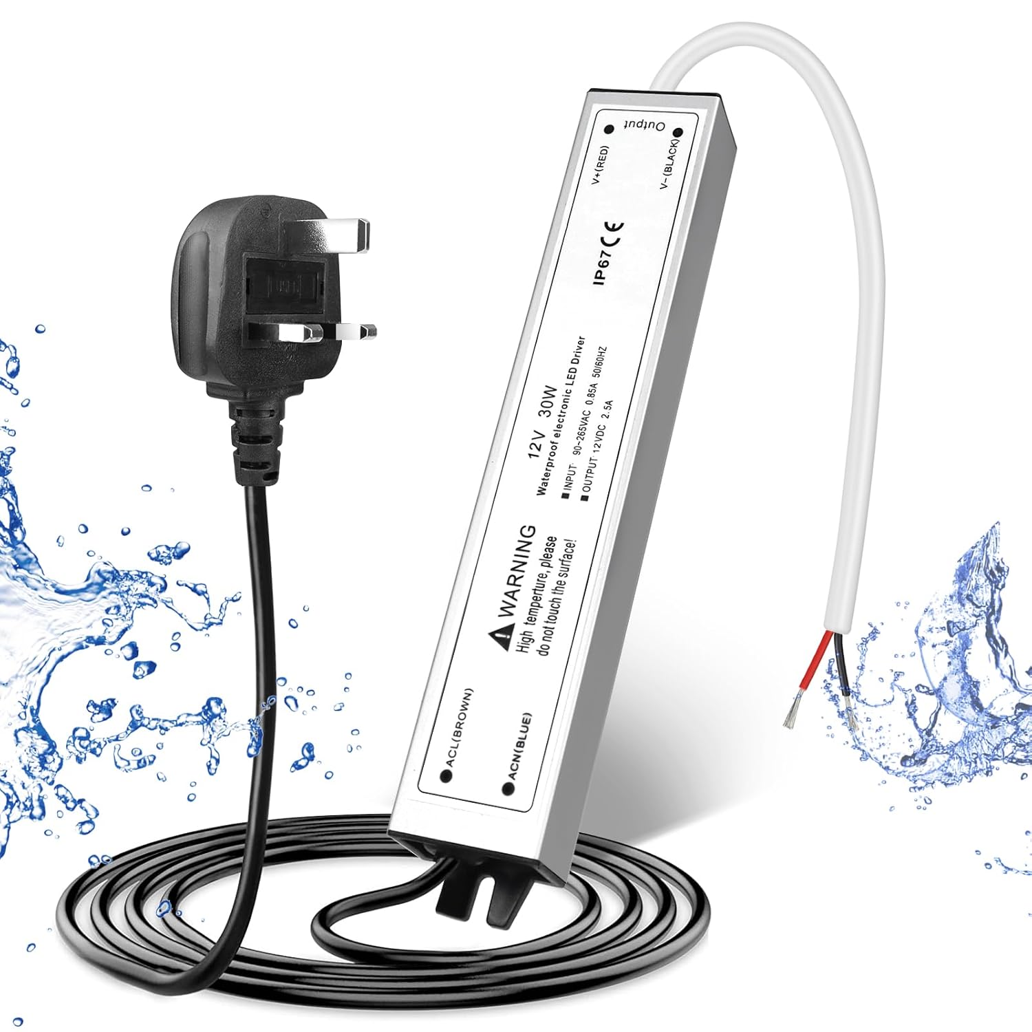 12V Waterproof LED Power Supply 30W–300W, 90–265V Input, Single/Dual Wire Output, Outdoor LED Driver, CE/RoHS/FCC —US/UK/EU Plug & Wire Leads Options