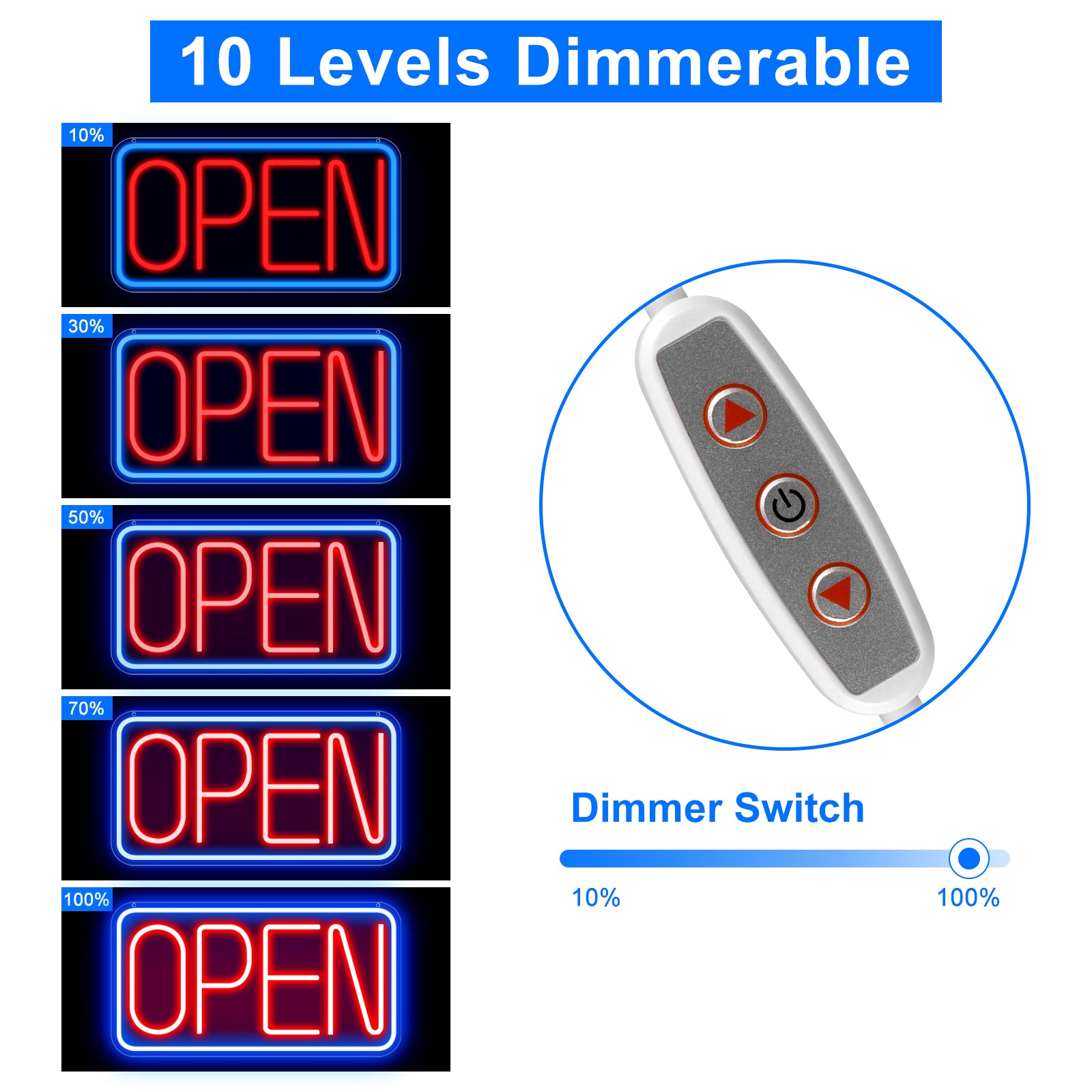 OPEN Neon Sign – USB Powered | 17×9 inch (44×24 cm) | 6 Color Options | LED Window Hanging Light for Storefronts
