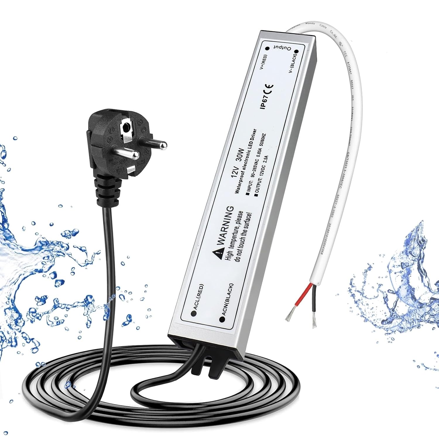 12V Waterproof LED Power Supply 30W–300W, 90–265V Input, Single/Dual Wire Output, Outdoor LED Driver, CE/RoHS/FCC —US/UK/EU Plug & Wire Leads Options
