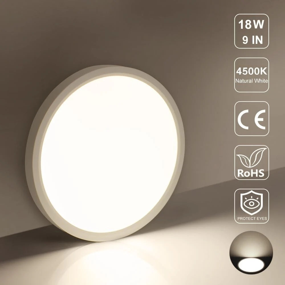9 Inch Round LED Ceiling Light – 18W – White – 3000K / 4500K / 5000K / 6500K – Flush Mount Ceiling Light – Local Stock (US/UK/DE)