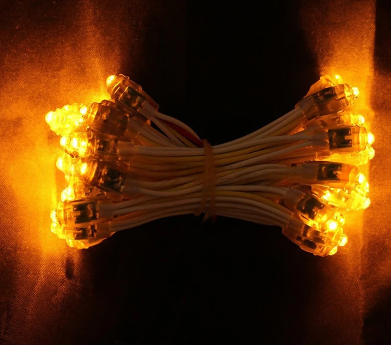 9mm LED Dot Light for Channel Letter Sign, 50pcs/String, 0.2W DC 12V IP67 Waterproof LED Pixel String Light for Punch Letter Signs, Advertising Boards and Light Boxes