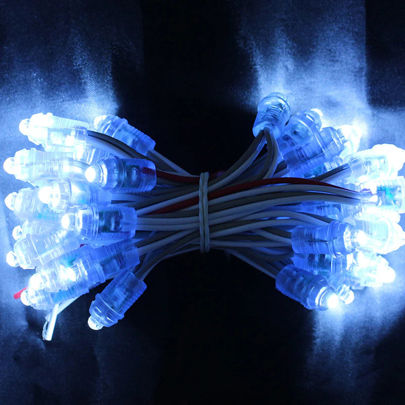 9mm LED Dot Light for Channel Letter Sign, 50pcs/String, 0.2W DC 12V IP67 Waterproof LED Pixel String Light for Punch Letter Signs, Advertising Boards and Light Boxes