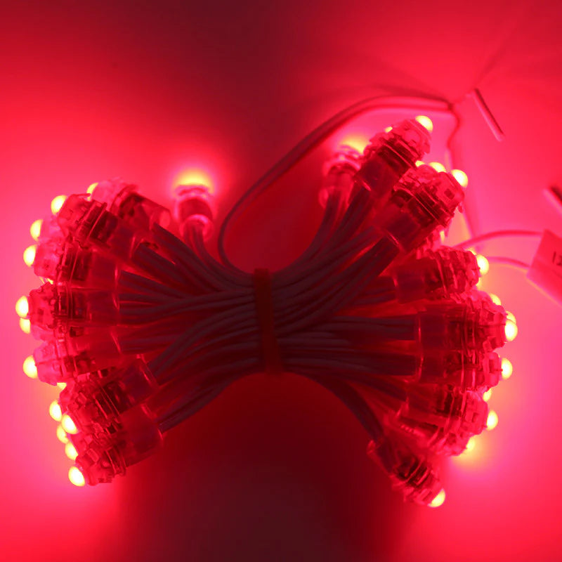 9mm LED Dot Light for Channel Letter Sign, 50pcs/String, 0.2W DC 12V IP67 Waterproof LED Pixel String Light for Punch Letter Signs, Advertising Boards and Light Boxes