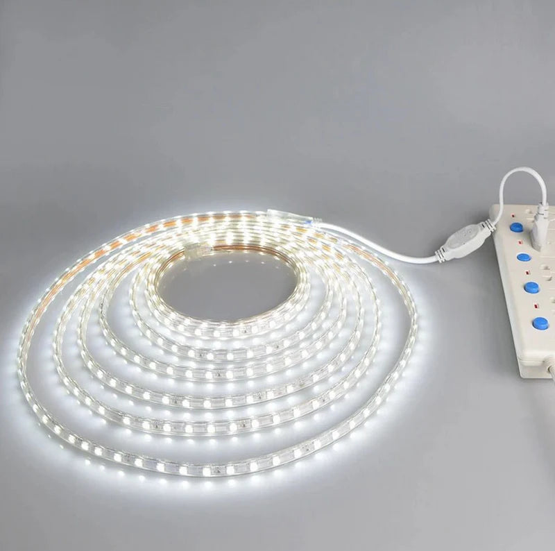 SMD5050 High Voltage LED Neon Strip Light -  SMD5050 60 LEDs/M | 3000K / 4000K / 6000K / Red / Green / Blue / Pink | AC 110V / 220V | Waterproof Flexible Flat Rope Light with Power Plug | Indoor & Outdoor Decoration | 10/50M