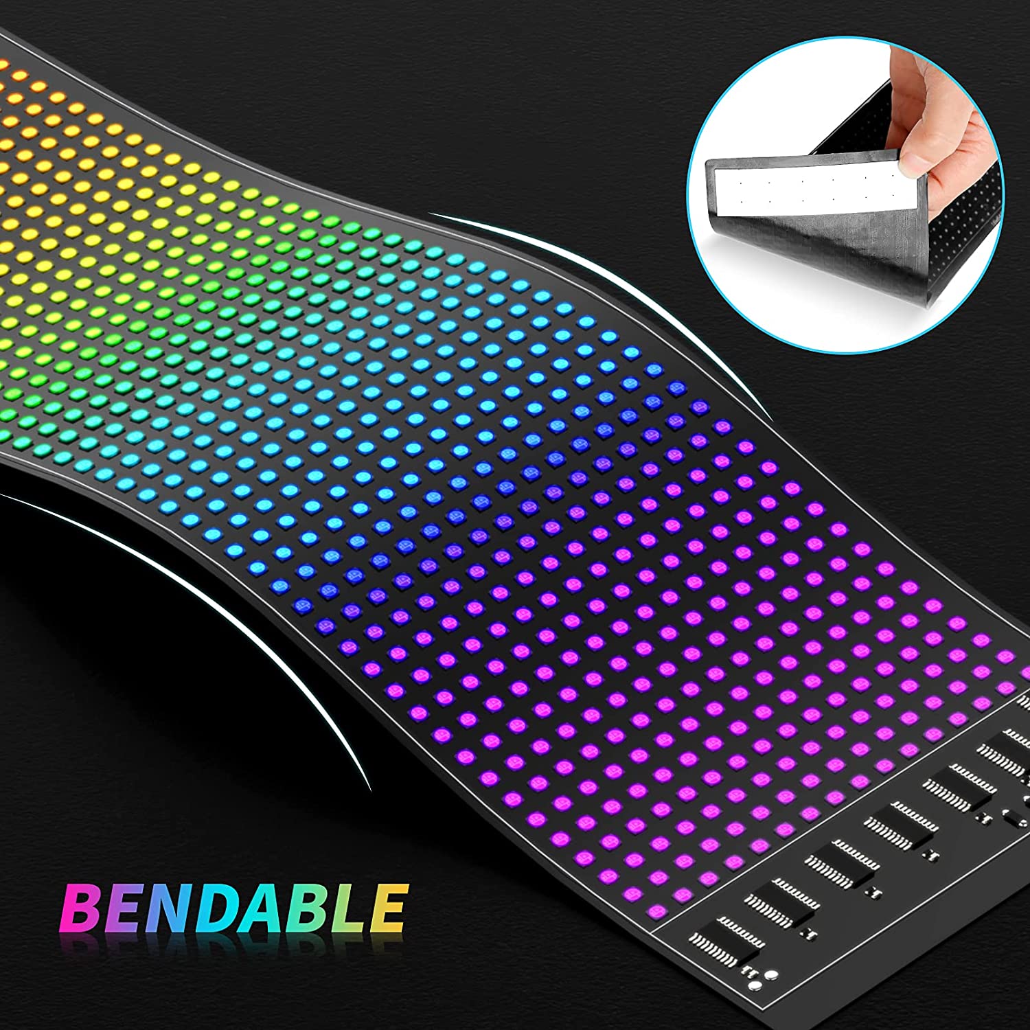 Free Shipping Model 1664 Flexible USB 5V Car LED Sign Bluetooth App Control Display Screen Text Pattern Animation LED sign display for Car Windows, Shop, Bar and Entrance Sign