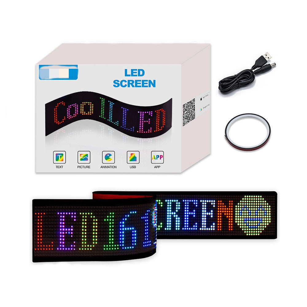Free Shipping Model 1696 Flexible USB 5V Car LED Sign Bluetooth App Control Display Screen Text Pattern Animation LED sign display for Car Windows, Shop, Bar and Entrance Sign