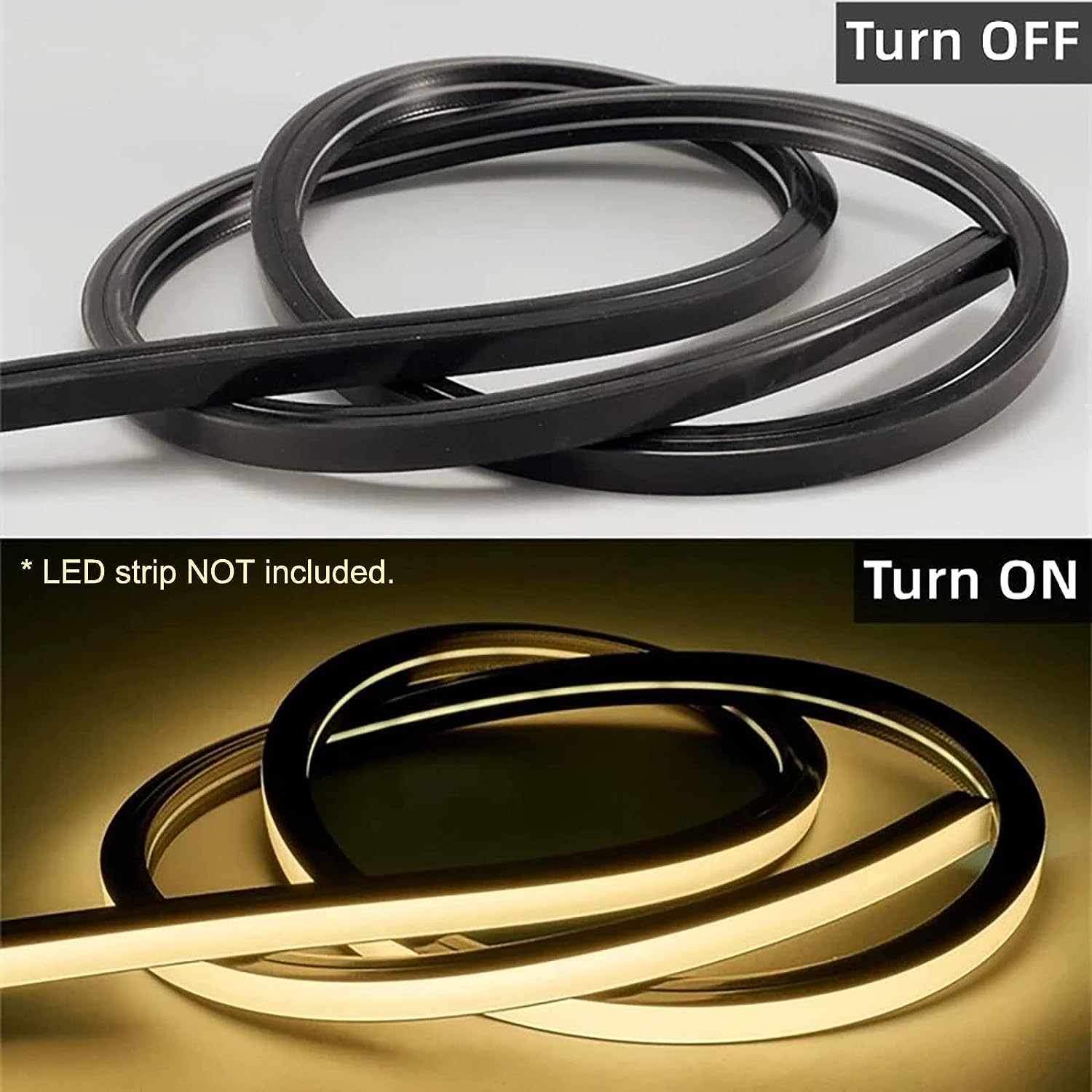 16.4FT(5Meters) 10*10mm 120° Top Emitting IP67 Waterproof Flexible Full Black Silicon LED NEON Tube Housing Fit for 6mm Wide LED Strip Light