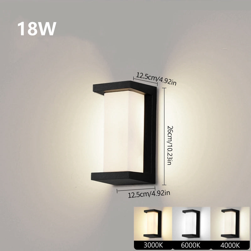 Open Frame Vertical Waterproof LED Wall Light – 18W | 3000K / 4000K / 6000K | Black Housing | Up & Down Outdoor Wall Sconce for Porch, Garden, Balcony & Indoor Decoration | Aluminum Housing | IP65 | 2-Pack