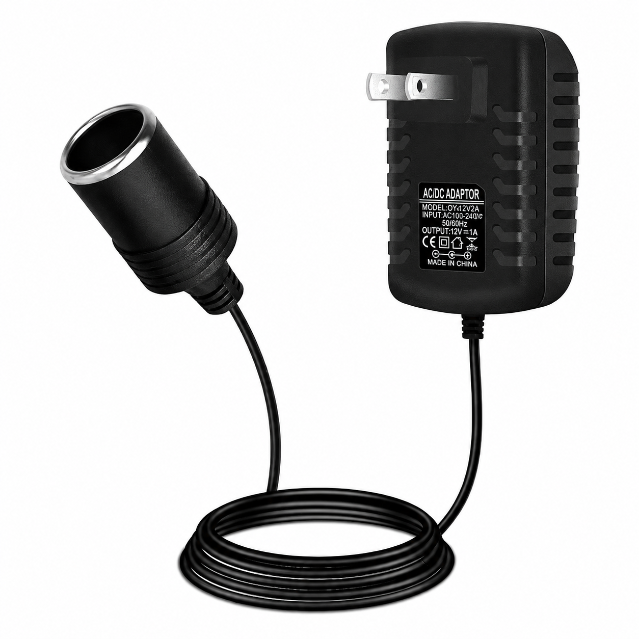 Adaptateur d'alimentation allume-cigare 12 V CC 12 W–36 W, convertisseur CA 100–240 V vers 12 V, chargeur de prise allume-cigare pour pompe, glacière, éclairage LED — Prise américaine 