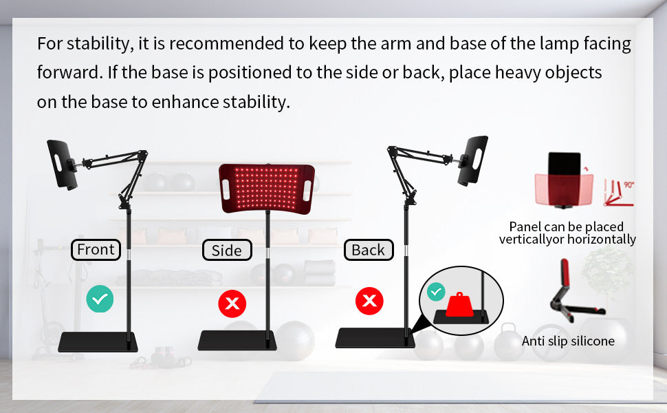 Curved Red Therapy Light Panel 30Watt with 660nm (red) + 850nm (NIR) Dual-Wavelength Synergy with Scalable Floor Stand