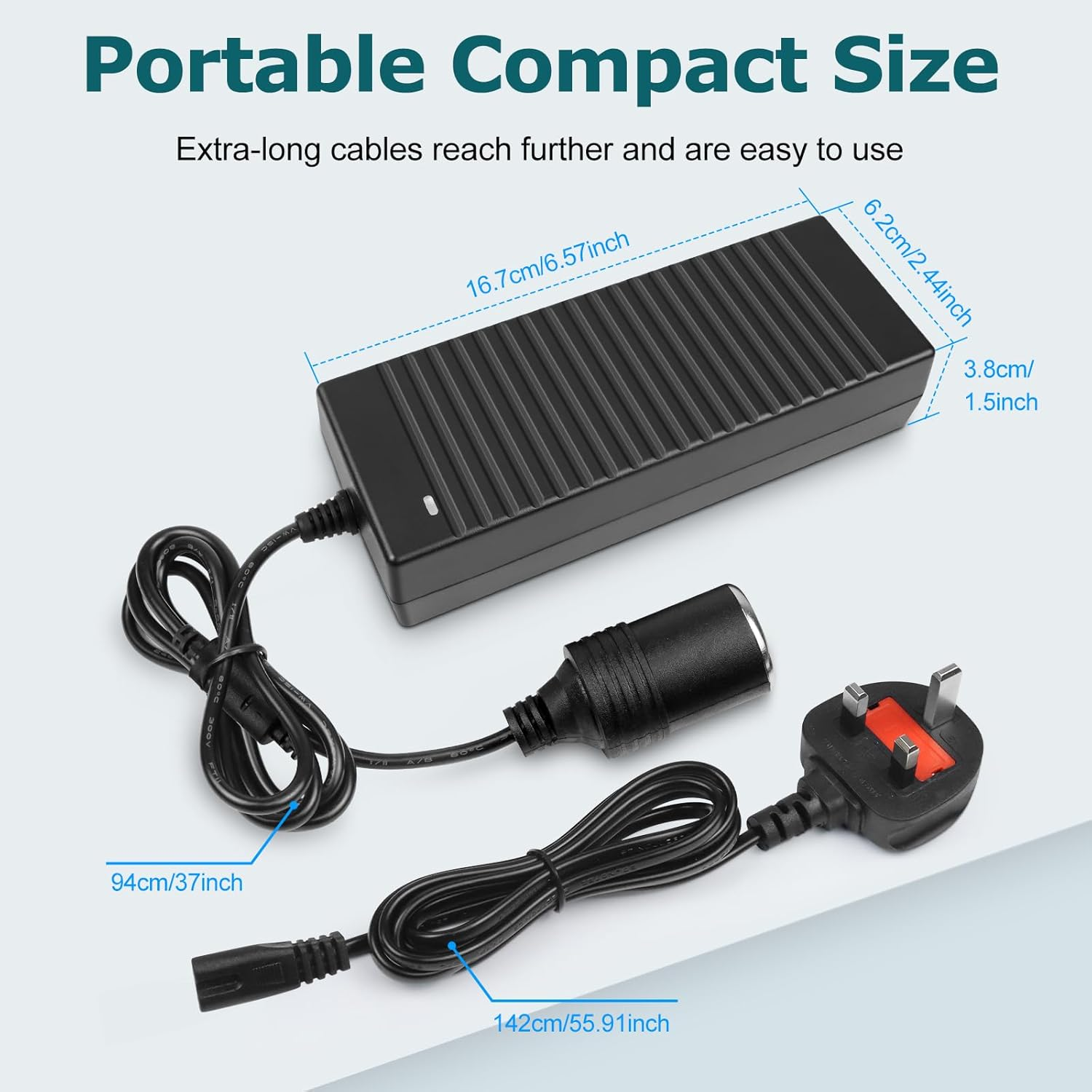 Adaptateur d'alimentation de bureau pour allume-cigare CC 12 V 60 W–120 W, entrée CA 100–240 V, transformateur convertisseur avec prise US/UK — pour accessoires de voiture, pompe à air, glacière et appareils électroniques