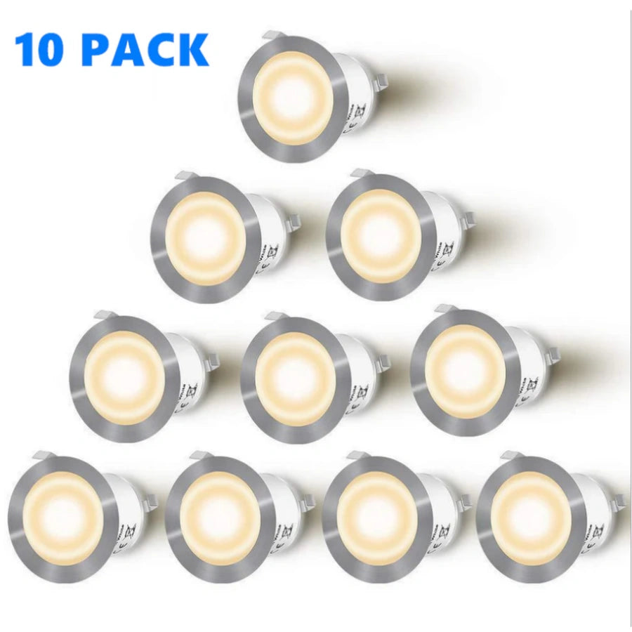 10er-Pack LED-Einbauleuchten-Kits für den Außenbereich, IP67, wasserdichtes LED-Stufenleuchten-Kit für den Boden, für Garten, Hof, Stufen, Badezimmer und Küche