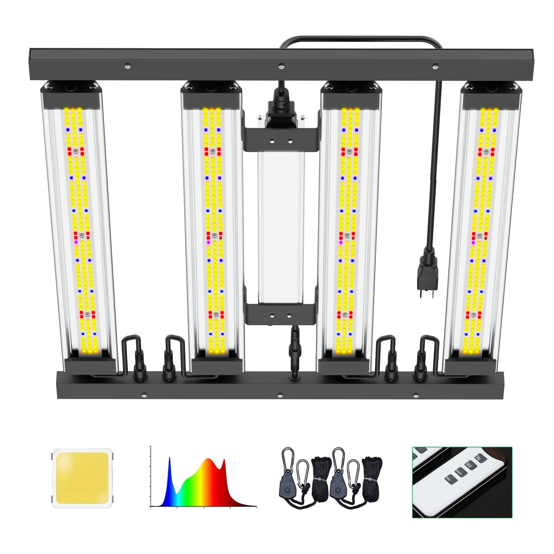 Detachable LED Grow Light - 150W / 200W | Modular & High-Uniformity Full Spectrum | Knob / Remote Control | 0-10V Dimming | AC85 - 264V | Included Hanging Rope, Dimmable Driver | Plant Grow Light for Seedling, Veg & Bloom | US / EU / UK / AU Plug