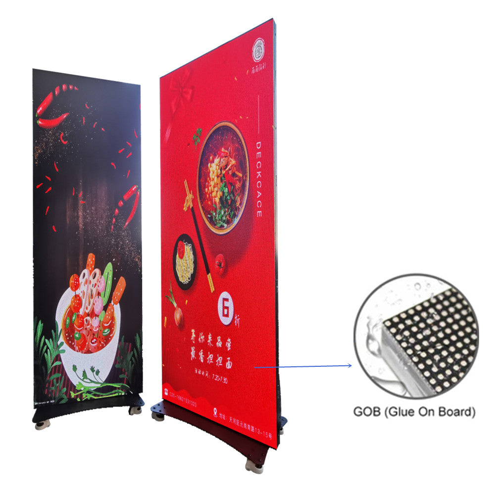 2PCS-PACK EPG Series P1.25 | P1.53 | P1.86 | P2.5 mm Indoor LED Poster Display w/ Flip Open Magnetic Frame and GOB Protective IP65 Front Surface in 640x1920mm Large Display Area