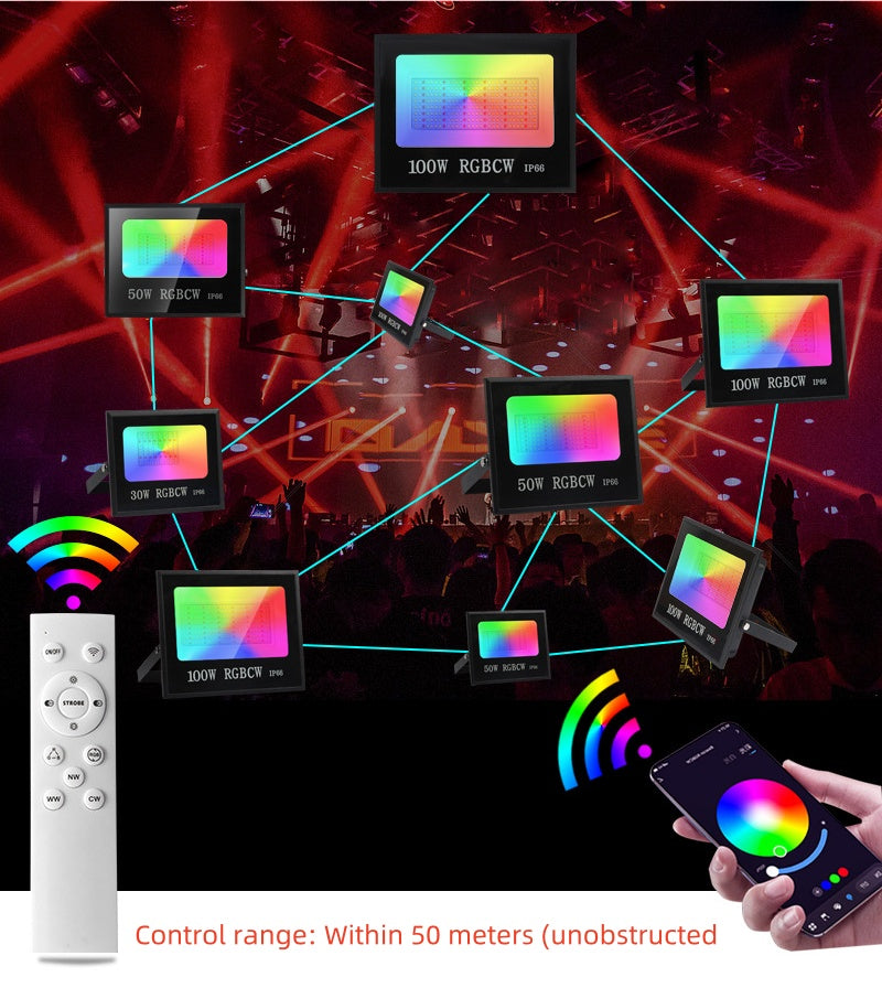 Lot de 2 projecteurs LED d'extérieur 30 W RGBCW, Wi-Fi, Bluetooth, RGBCW, 2 700 K-6 500 K, 16 millions de couleurs, éclairage paysager LED, étanchéité IP66
