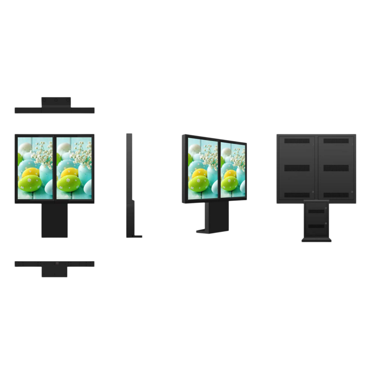 2500-Nit IP66 Outdoor Dual-Screen LCD Digital Signage | 43", 49" & 55" | Optical Bonding | Floor-Standing | Optional Touchscreen