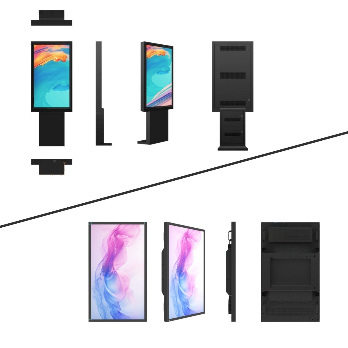 2500-Nit IP66 Outdoor High-Brightness LCD Digital Signage Display | Single Screen | 32–86 Inch | Optical Bonding | Wall-Mount or Floor-Standing | Optional Touchscreen