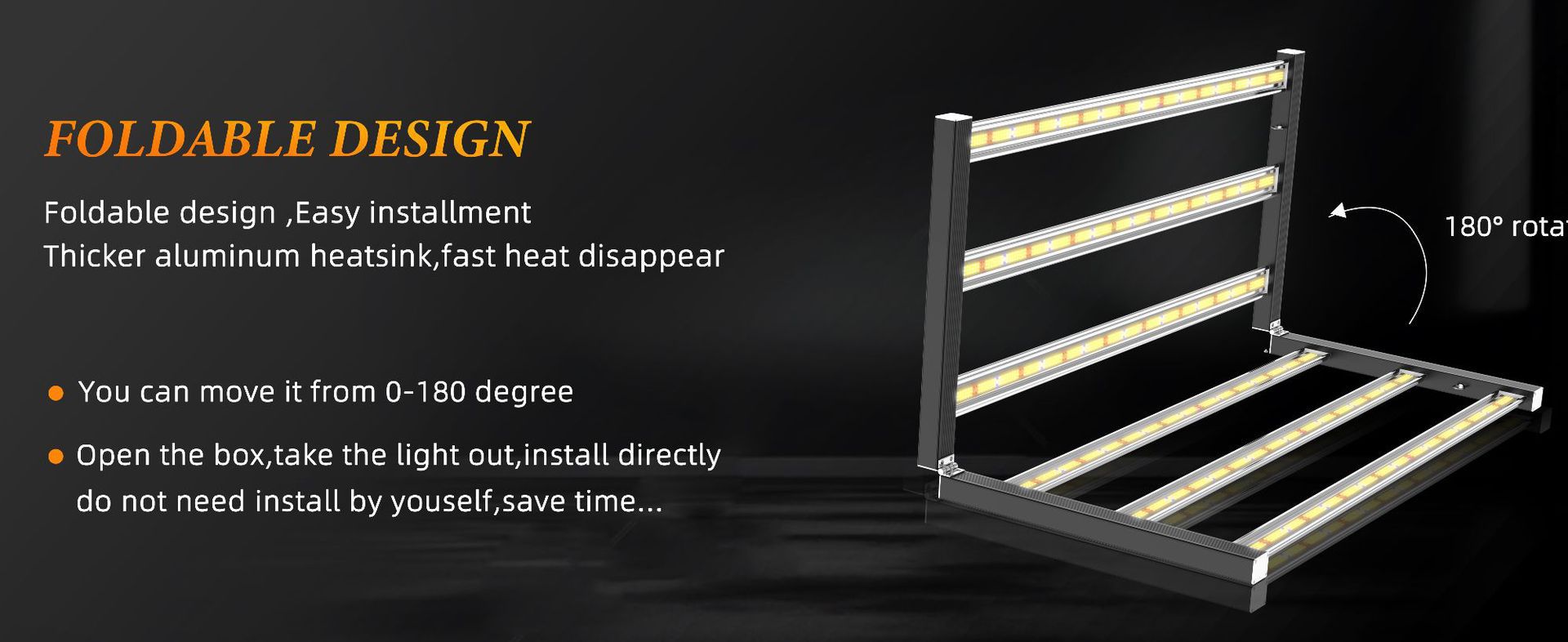 ES Series Foldable Commercial LED Grow Light  240W / 360W / 480W / 720W – Full Spectrum, Foldable Bar Design