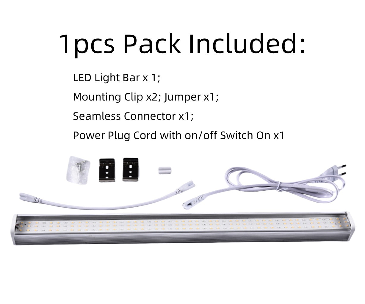 25W Full Spectrum LED Grow Light Bar, 20-Inch, 100–277VAC, 4000K / Sunlight 4-Band / Pink Spectrum Options, for Indoor Plants & Hydroponics