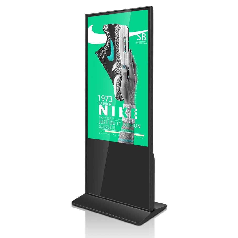 55'' LCD Digital Signage, Free Standing LCD Digital Poster Kiosk, No Touch, Single Sided, Android OS, Caster Wheels