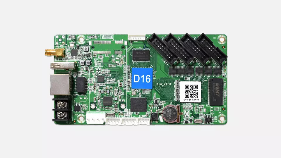 HUIDU HD-D16 LED Card with 4 HUB75E Ports | Digital Signage Player for LED Display Screens | Wi-Fi & LAN Control, 1080p Playback, 65,000 Pixels