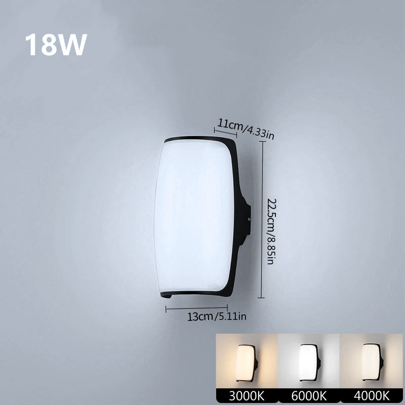 Smooth Curve Waterproof LED Wall Light – 18W | 3000K / 4000K / 6000K | Black Housing | Up & Down Outdoor Wall Sconce for Porch, Garden, Balcony & Indoor Decoration | Aluminum Housing | IP65 | 2-Pack