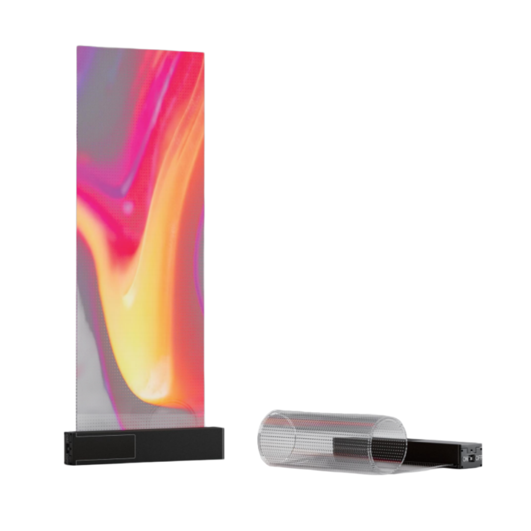 P10 Transparent Adhesive LED Film – 240×600 mm (9.45×23.62 in) | 1500nits | High Transparency Glass Sticker Screen for Storefronts & Facades | Plug & Play