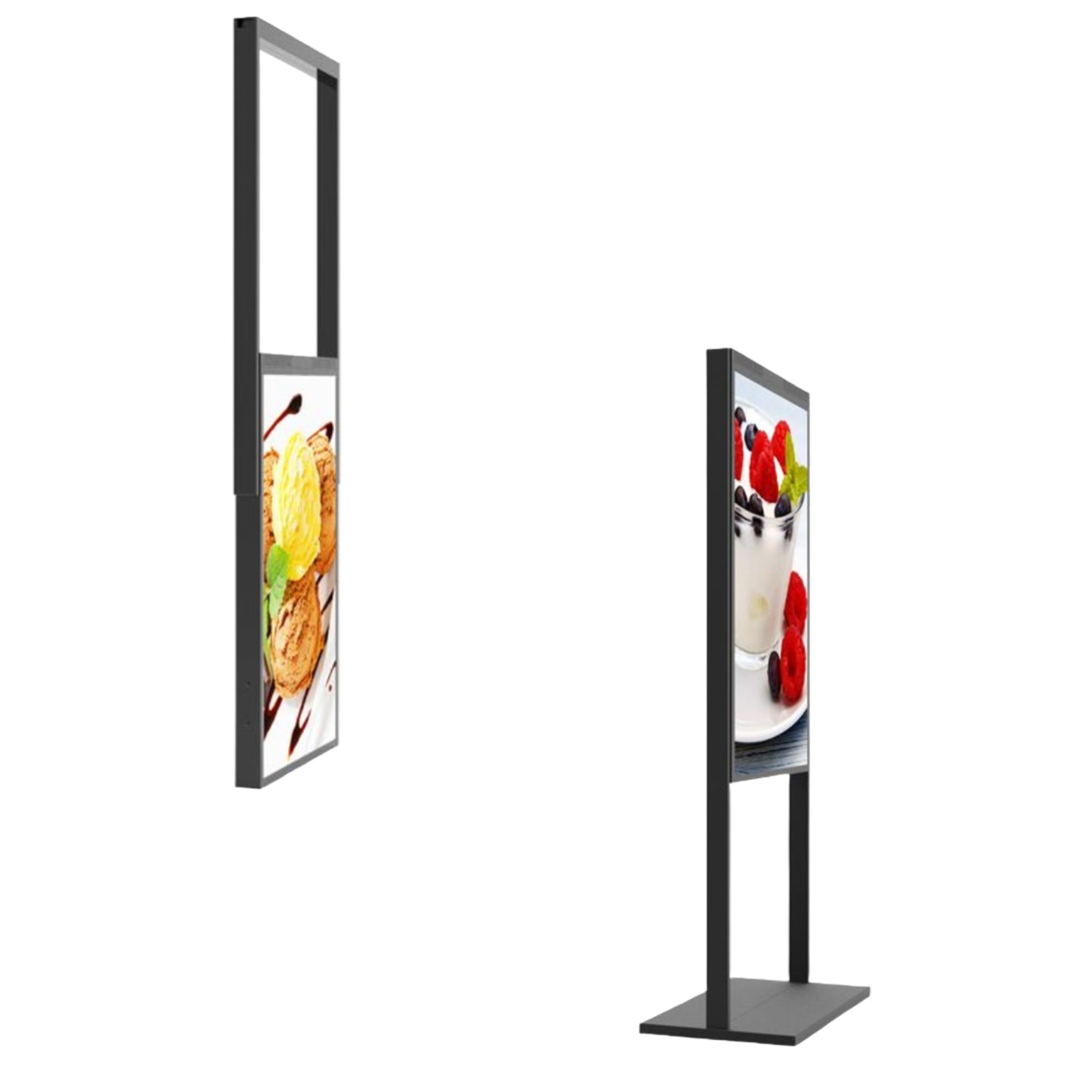 43" Double-Sided High Bright LCD Window Display, 2500nits Front + 700nits Back, Android 2+32G, Non-Touch, Cloud/APP/USB, Hanging/Floor Stand