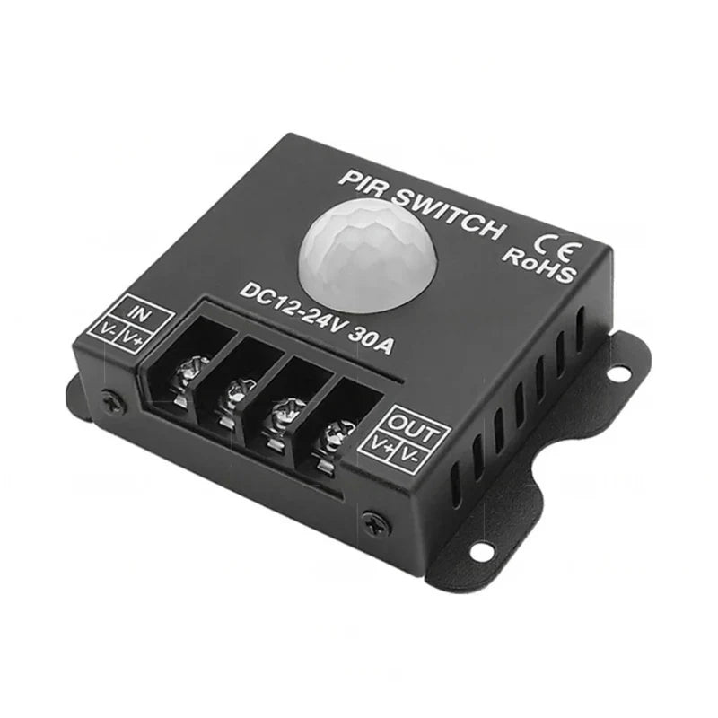 Single Color LED Strip Motion Sensor Switch – DC12V-24V 30A | PIR Infrared Motion Detector Controller | For LED Strips